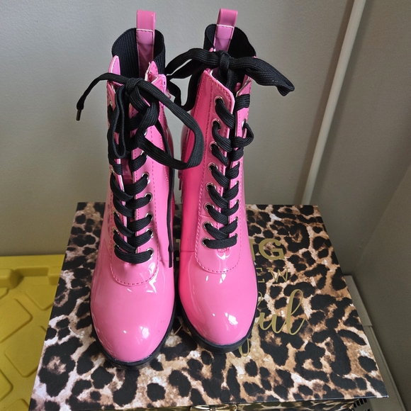 Fashion Nova Pink Lace Up Boots - Picture 5 of 5